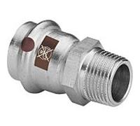 Viega Pièce de transition Temponox 811495 15 mm x R 3/4, acier, inoxydable, filetage R, SC-Contur