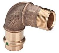 Viega Plaque Sanpress 197988 54 mm x R 2, 90°, bronze à canon ou bronze au silicium, SC-Contur, polygonale