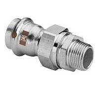 Viega Raccord à vis Temponox 812089 22 mm x R 3/4, acier, inoxydable, filetage R, SC-Contur
