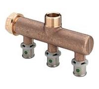 Viega Sanfix -P distributeur 309206 bronze, 16mmxG 3/4 - 3 voies, SC-Contur