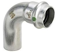 Viega Sanpress Inox coude 435738 28mm, 90 degrés, acier inoxydable, SC-Contur