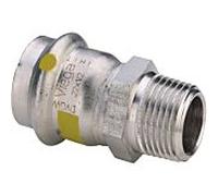 Viega Sanpress Inox G pièce de transition 486808 35 mm x R 1 1/4, acier inoxydable, polygonale, SC-Contur