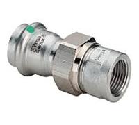 Viega Sanpress Inox raccord à vis 437466 15 mm x Rp 3/4, acier inoxydable, joint plat, SC-Contur