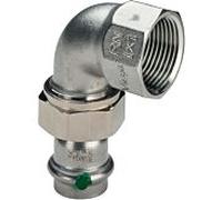Viega Sanpress Inox raccord à vis d'angle 437367 42 mm x Rp 2000 2000 /2, 90°, acier inoxydable, joint plat, contour SC