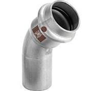 Viega Temponox arche 810023 54 mm, 45 degrés, acier, antirouille, bout uni, SC-Contur