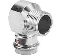 Viega Temponox Winkel 811013 15 mm x R 3/8, 90 degrés, acier, inoxydable, filetage R, contour SC