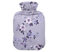 Vieille bouteille d'eau lente violette vanille florale pour eau chaude avec housse souple, compresse chaude de 2 L pour soulager les douleurs au cou et aux épaules