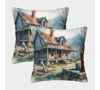 Vieille Ferme Housse Coussin 2 Pièces Art Taie d'oreiller Décorative Taies d'oreiller Canape Luxe pour Siège Maison 40x40cm