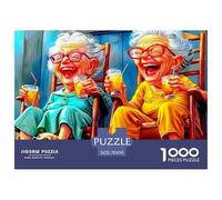 Vieille Grand-mère Heureuse Puzzle 1000 Pièces - Activité Familiale Stimulante, Voitureton Recyclé, Déco Murale Après Assemblage, Format 70x50cm/1000pcs