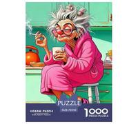 Vieille Grand-mère Heureuse Puzzle 1000 Pièces - Art Moderne Puzzle, Défi Détente, Poster Inclus, Cadeau pour Passionnés, 70x50cm/1000pcs