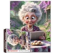 Vieille grand-mère lecture de journaux 1000 pièces Jigsaw Puzzles pour adultes Thé d'après-midi Puzzle pour activité familiale stimulante Jeu Jardin Œuvre d'art Puzzle pour la décoration de la maison