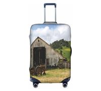 Vieille grange en bois avec tracteur rouillé Housse de bagage Valise Trolley Case Protecteur élastique lavable anti-rayures 45,7 à 81,3 cm, blanc, L