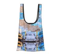 Vieille voiture dilapidée impression murale réutilisable, pliable, lavable sacs d'épicerie pliables dans une pochette Eco Tote Sac de courses