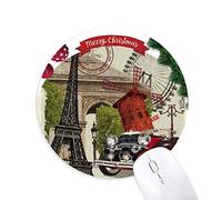 vieille voiture france tour eiffel tapis de souris en caoutchouc de sapin de noël