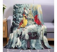 Vieilles Maisons Couverture Polaire Moineau Roux Neigeux 130 x 150 cm en Flanelle Microfibre Plaid Doux et Chaud pour Enfant, Jeté de Canapé Décoratif