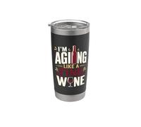 Vieillir comme un buveur de vin fin anniversaire Gobelet isotherme en acier inoxydable double paroi