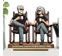 Vieillir la Statue de Couple de vieillards Ensemble | Décoration de Table modèle de Couple en Bois, symbolise l'amour, Ornement en Bois Romantique pour Femme, ami, Mari, père