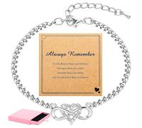 ViEinkaufen Bracelet en forme de cœur avec infini pour femme, bracelet réglable en perles de zircone cubique - Boîte à bijoux rose, hypoallergénique