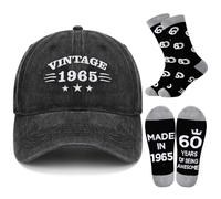 ViEinkaufen Cadeau d'anniversaire pour homme et femme - Casquette de baseball pour lui - 1965 - Cadeau amusant - Cadeau de remerciement pour papa, mari, frère, épouse, amis, enseignants - Noir, Noir