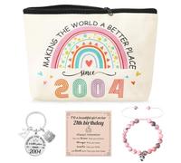 ViEinkaufen Cadeau de 21e anniversaire pour elle, cadeau d'anniversaire pour femme, sac de maquillage, bracelet porte-clés inspirant, cadeau d'anniversaire pour femmes de 21 ans, cadeaux