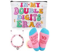 ViEinkaufen Cadeaux pour filles de 10 ans, trousse de maquillage d'anniversaire, bracelet en pierre, chaussettes en coton, cadeaux cool pour filles de 10 ans, cadeaux pour filles, petite-fille, nièce
