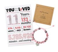 ViEinkaufen Cadeaux pour filles de 11 ans, cadeau pour fille de 11 ans, bracelet en pierre naturelle et carte d'anniversaire pour décorations de 11e anniversaire, cadeaux cool pour fille, nièce