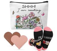 ViEinkaufen Ensemble cadeau pour amoureux des livres, je lis trousse à maquillage et marque-pages en forme de chaussette, cadeau pour bibliothécaires, appréciation, cadeau d'anniversaire pour lecteurs