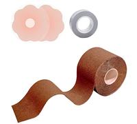 VIEKIER Body Tape Soutien-gorge sans bretelles respirant avec bande adhésive en silicone et 1 rouleau de ruban adhésif pour poitrine large, marron, 115D