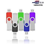 VIEKUU Clé USB 2.0 32 GO Lot de 5 Pièces Flash Drive pour Ordinateur, Lecteur, Télévision, Automobile,etc (Multi-Couleur Noir Bleu V G