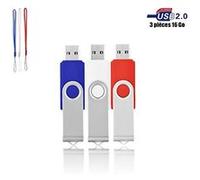 VIEKUU Clé USB 2.0 Lot de 3 Pièces Flash Drive 16 Go pour Ordinateur, Lecteur, Télévision, Automobile,etc, avec Couleur Mixte (3 PCS G