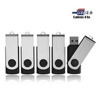 VIEKUU Lot de 5 Pièces Clé USB 2.0 8 Giga pour Ordinateur, Lecteur, Télévision, Automobile,etc (Noir) G