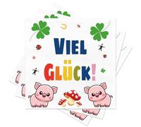 VIEL GLÜCK - Lot de 50 serviettes de table - 33 x 33 cm - Avec trèfle et coccinelle - Décoration de table pour le Nouvel An