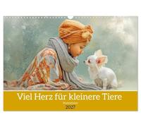 Viel Herz für kleinere Tiere - Illustrationen (Wandkalender 2027 DIN A3 quer), CALVENDO Monatskalender: Kleine Tiere, große Gefühle, viel Herz