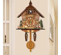 Vielrosse Horloge Coucou Traditionnelle Horloge Murale Style Forêt Noire Structure Précise Cadran Noir Alimenté par Piles - Salon, Chambre, Bureau