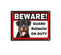 viemso Plaque en étain rétro en métal avec inscription « Rottweiler Warning Guard » - Décoration murale de bar - 30,5 x 40,6 cm - Avec cadre en métal noir