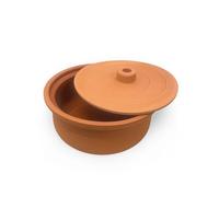 Vienberg Güvec Casserole ronde en argile avec couvercle pour cuisson au four, diamètre : 23,5 cm, 3,5 l, convient au four, tajine tencere
