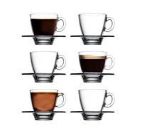 vienberg Lot de 12 verres à expresso Aqua | 6 verres + 6 soucoupes | Petits verres à café épais | Tasse à moka | Fabriqué en UE