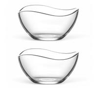 vienberg Lot de 2 grands bols en verre - 950 ml, 17 cm chacun - Saladier - Bol à collation - Bol à dessert - Bol en verre - Forme ondulée - 100 % sans plomb - Fabriqué en UE