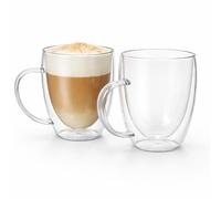vienberg Lot de 3 verres à double paroi de 200 ml avec anse - En verre borosilicate soufflé à la main - Pour latte macchiato, thé et café - Double isolation