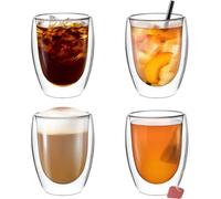 vienberg Lot de 4 verres isothermes à double paroi pour latte macchiato, fabriqués à la main et soufflés à la bouche, verres à thé, verres à café, verres à thé, résistants à la chaleur +150 °C (350 ml