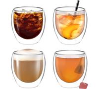 vienberg Lot de 4 verres isothermes à double paroi pour latte macchiato, fabriqués à la main et soufflés à la bouche, verres à thé, verres à café, verres à thé, résistants à la chaleur +150 °C (250 ml