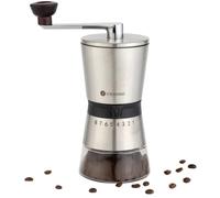 VIENESSO Moulin à café manuel/manuel avec broyeur en céramique | Moulin à café et à expresso manuel avec 8 niveaux de mouture | Moulin à café manuel en acier inoxydable et récipient en verre + e-book