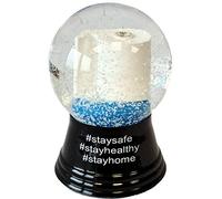VIENNA SNOWGLOBE Boule à Neige Boule de Verre - quasiment comme de la Vraie Neige Motif : Papier Toilette - staysafe, stayhealthy, stayhome, 4,5 cm