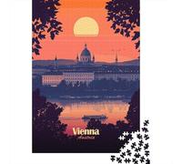 Vienna Sunset Cityscape De Fin D'année Puzzle en Bois, 1000 pièces | Pour des fêtes tranquilles : ce puzzle 1000 pièces adulte convient aux journées calmes autour du Nouvel An.
