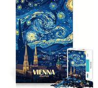 Vienne,Autriche Nuit étoilée Puzzle 1000 pièces pour Adultes Jeu de logique Découpe précise Bords Lisses pour Les réunions de Famille (38x26cm)