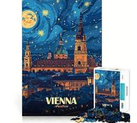 Vienne,Autriche,Paysage Nocturne Puzzle de 1000 pièces pour Adultes Jeu de mémoire,Assemblage précis,sans espaces,activité apaisante pour la détente mentale (38x26cm)