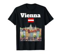 Vienne Voyage Souvenir Horizon Amant Carte Autriche Drapeau autrichien T-Shirt