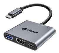 VIENON Adaptateur multiport USB C 4K HDMI + USB 3.0 + PD 100 W, compatible avec iPhone 15, Samsung, MacBook, iPad Pro, Chromebook, Dell, Switch