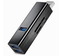 VIENON Hub USB 3.0 6 en 1, adaptateur USB en aluminium avec port d'alimentation, lecteur de carte SD/TF, répartiteur USB pour ordinateur portable, PC, bureau, voiture, connexion disque U, clé USB