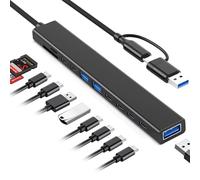VIENON Hub USB C 3.0 11 en 1 avec lecteur de carte SD, extension USB avec lecteur de carte mémoire SD/Micro SD, pour ordinateur portable, PC, MacBook, iPad Pro, iMac - Aluminium